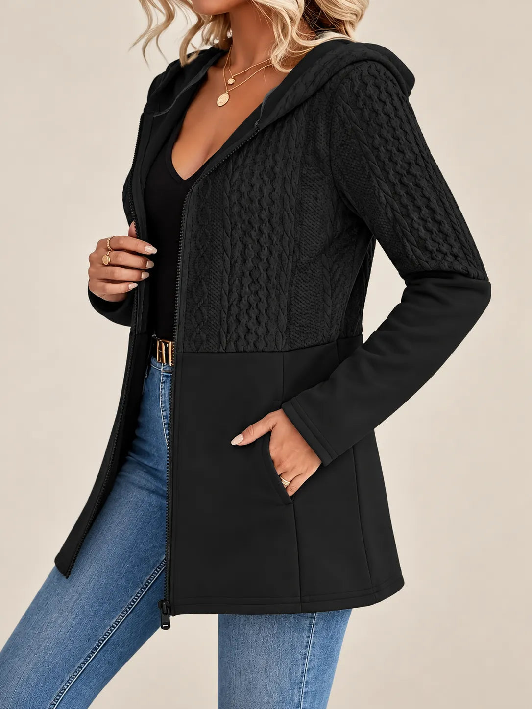 Sofía | Chaqueta de punto de ochos con capucha