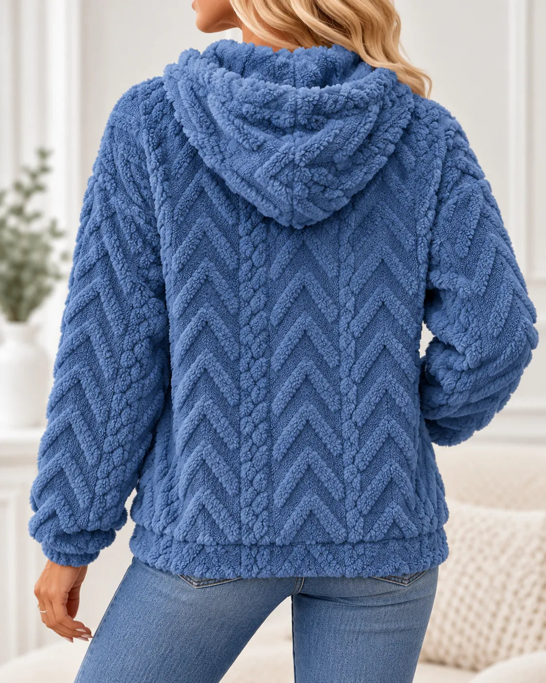 Inés | Sudadera con capucha de forro polar texturizado