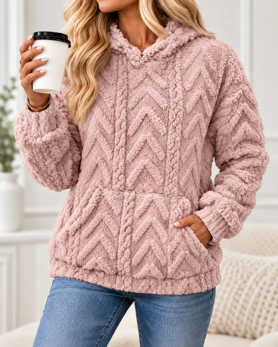 Inés | Sudadera con capucha de forro polar texturizado