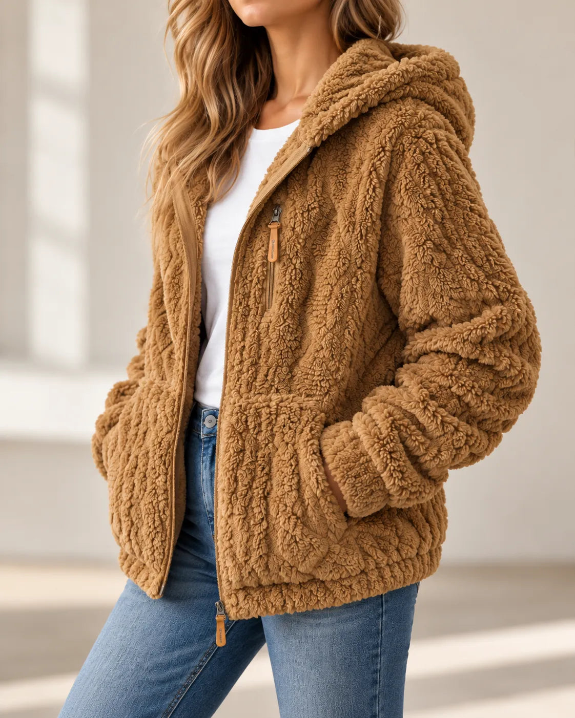 Rocío | Chaqueta de forro polar texturizado con cremallera