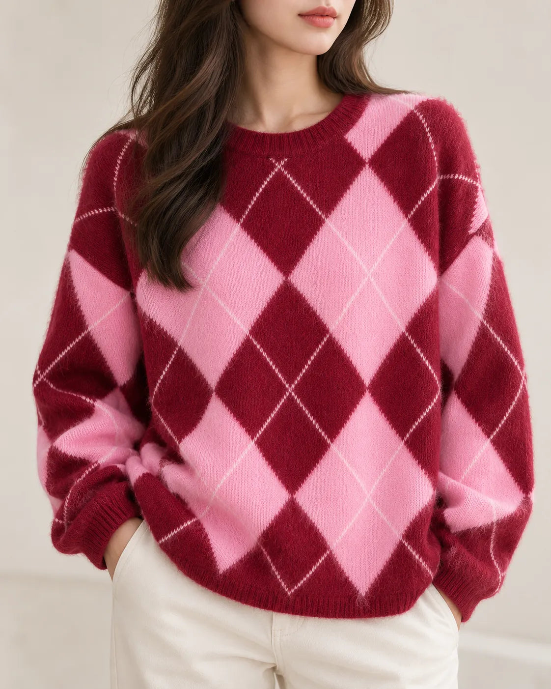 Pilar | Jersey de rombos de lana, cachemir y seda