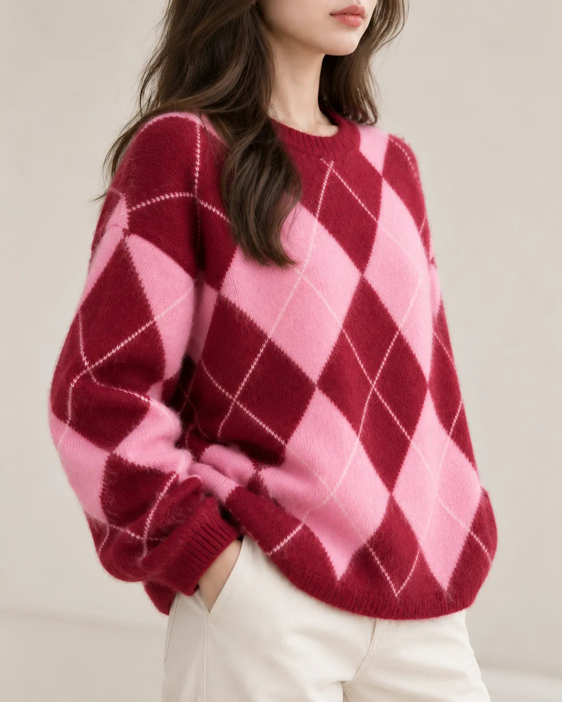 Pilar | Jersey de rombos de lana, cachemir y seda