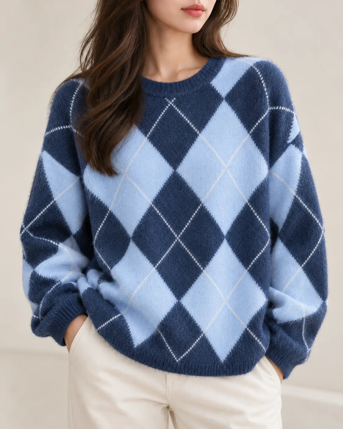 Pilar | Jersey de rombos de lana, cachemir y seda
