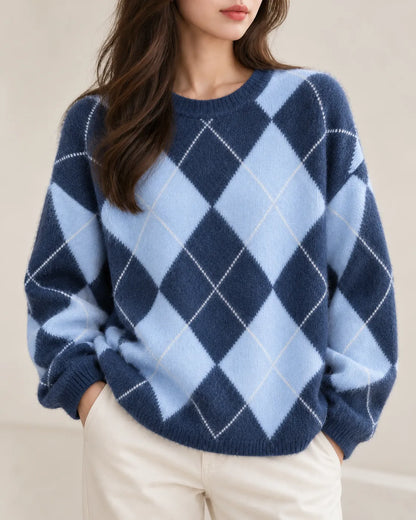 Pilar | Jersey de rombos de lana, cachemir y seda