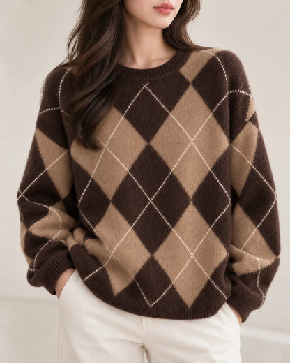 Pilar | Jersey de rombos de lana, cachemir y seda