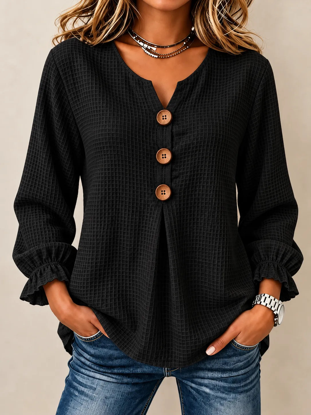 Carmen | Blusa suave texturizada con botones