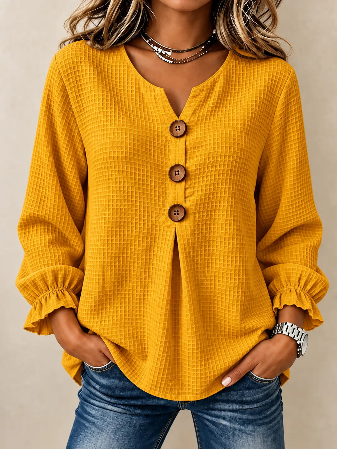 Carmen | Blusa suave texturizada con botones