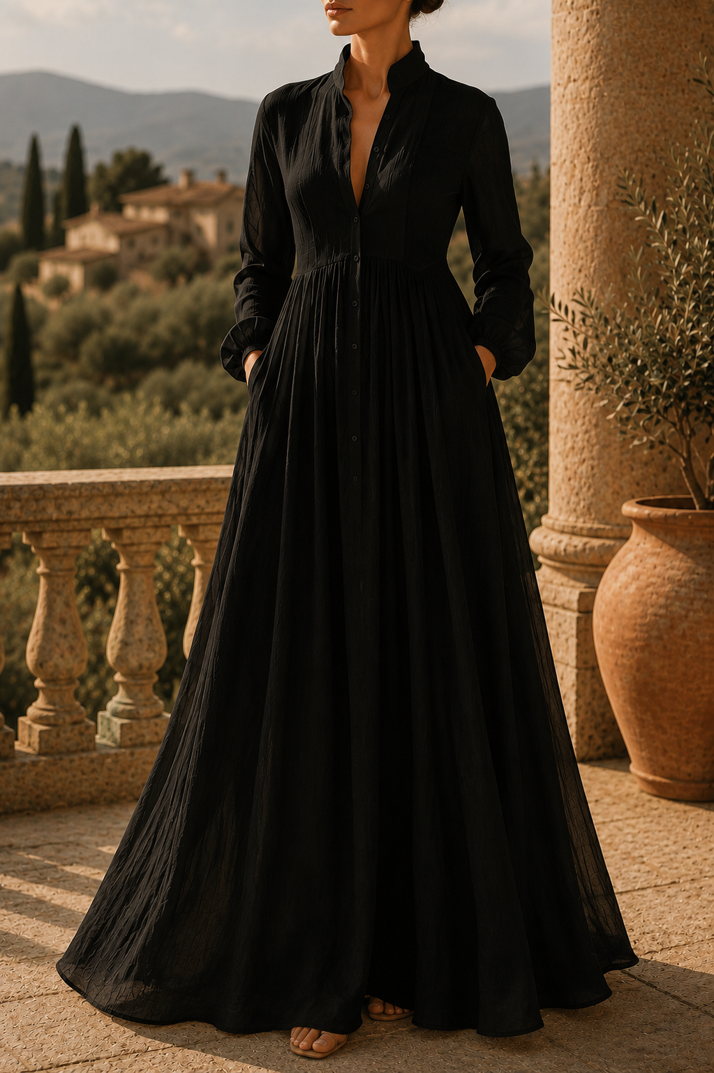 Vestido largo de estilo minimalista y elegante