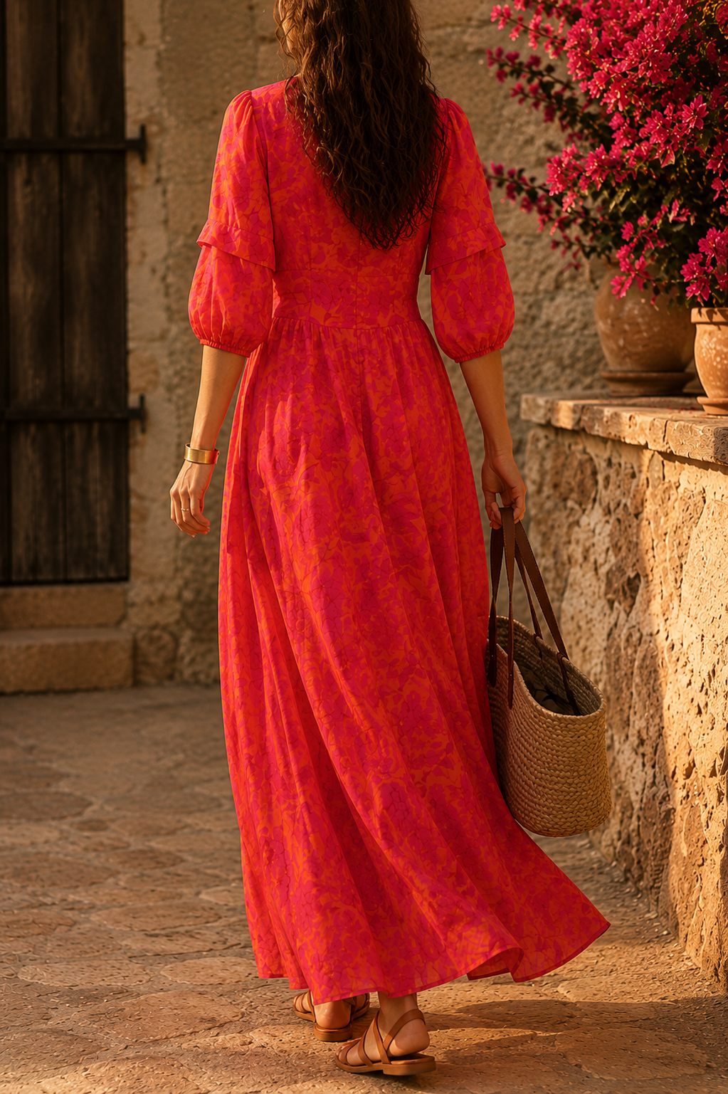 Vestido largo chic en tonos vibrantes
