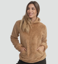 Sudadera de Borreguito Cómoda para Mujer con Capucha de Cordón, Manga Larga, Bolsillo Canguro y Estilo Oversize