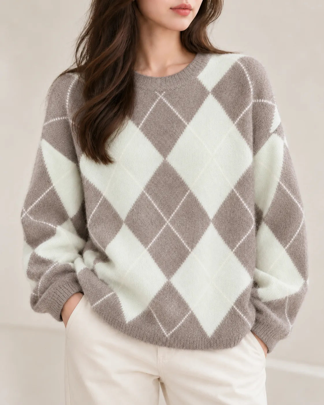 Pilar | Jersey de rombos de lana, cachemir y seda