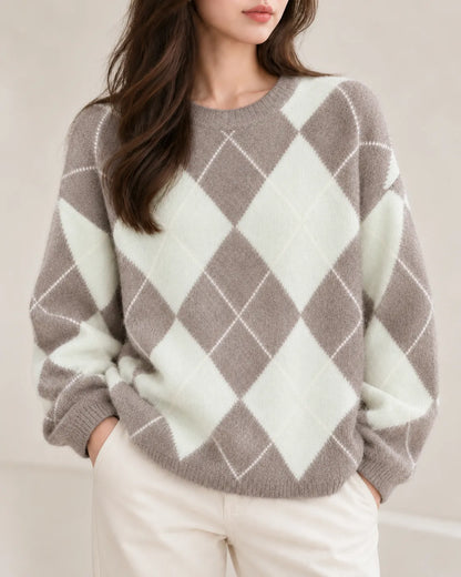 Pilar | Jersey de rombos de lana, cachemir y seda
