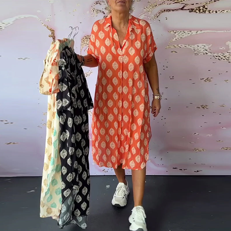 Vestido Midi Holgado de Primavera con Cuello Solapa