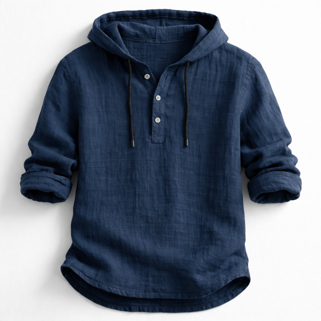 Camisa De Lino Con Capucha Para Hombre Casual
