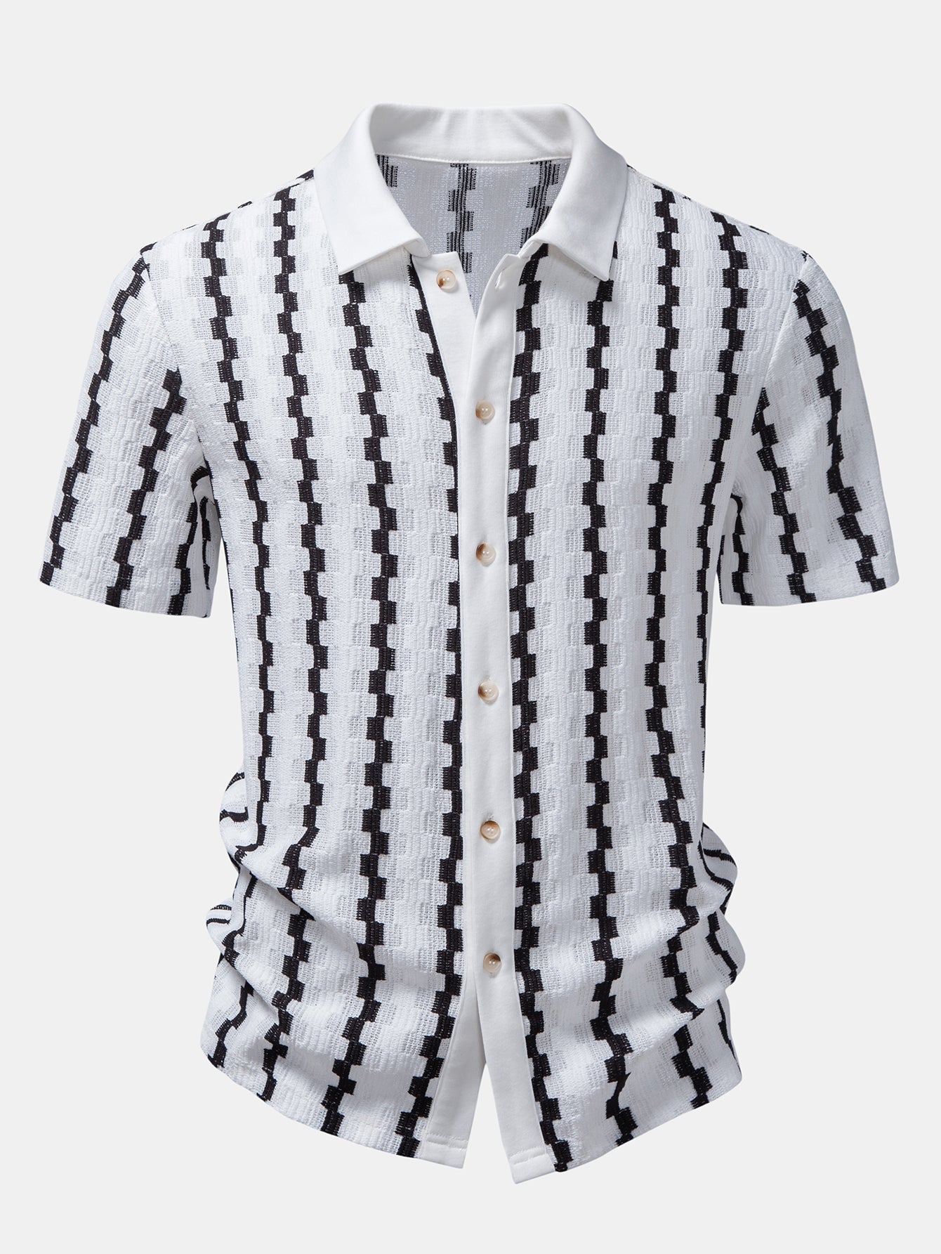 Conjunto Camisa Cuadros Jacquard Y Pantalón Recto Arrugado