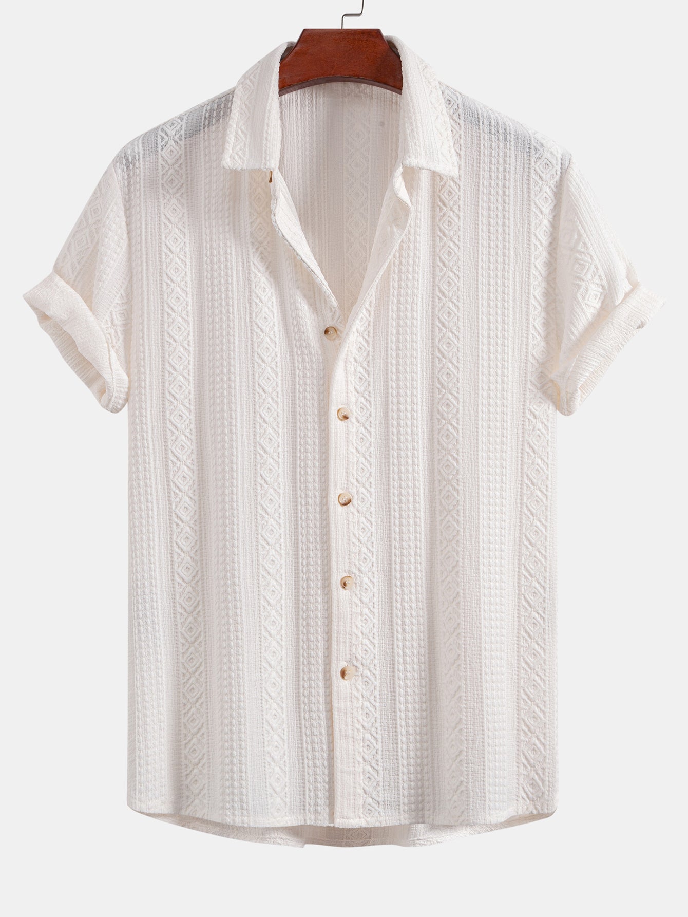Conjunto Camisa Jacquard Geométrica y Pantalón Recto