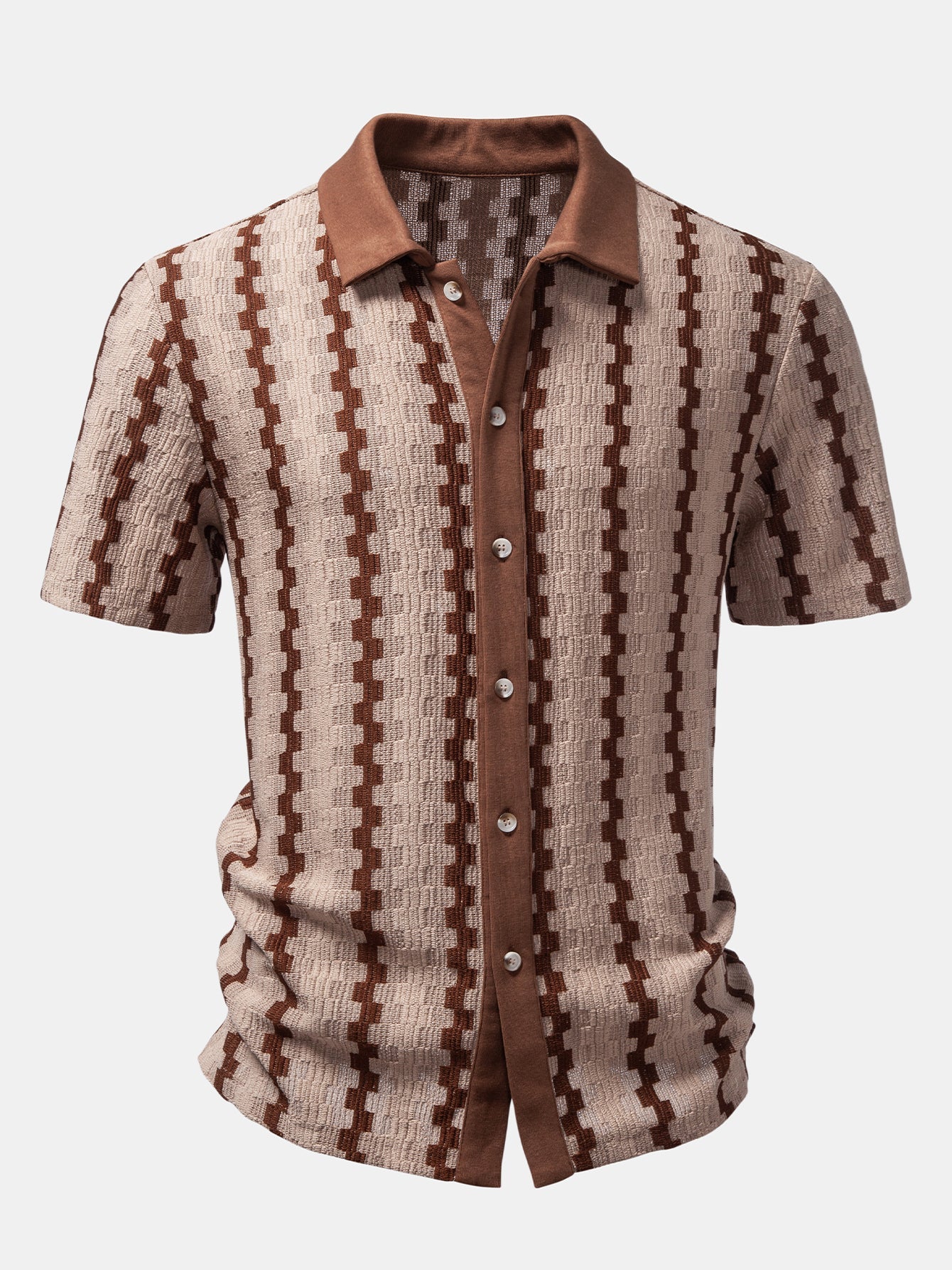 Conjunto Camisa Cuadros Jacquard Y Pantalón Recto Arrugado