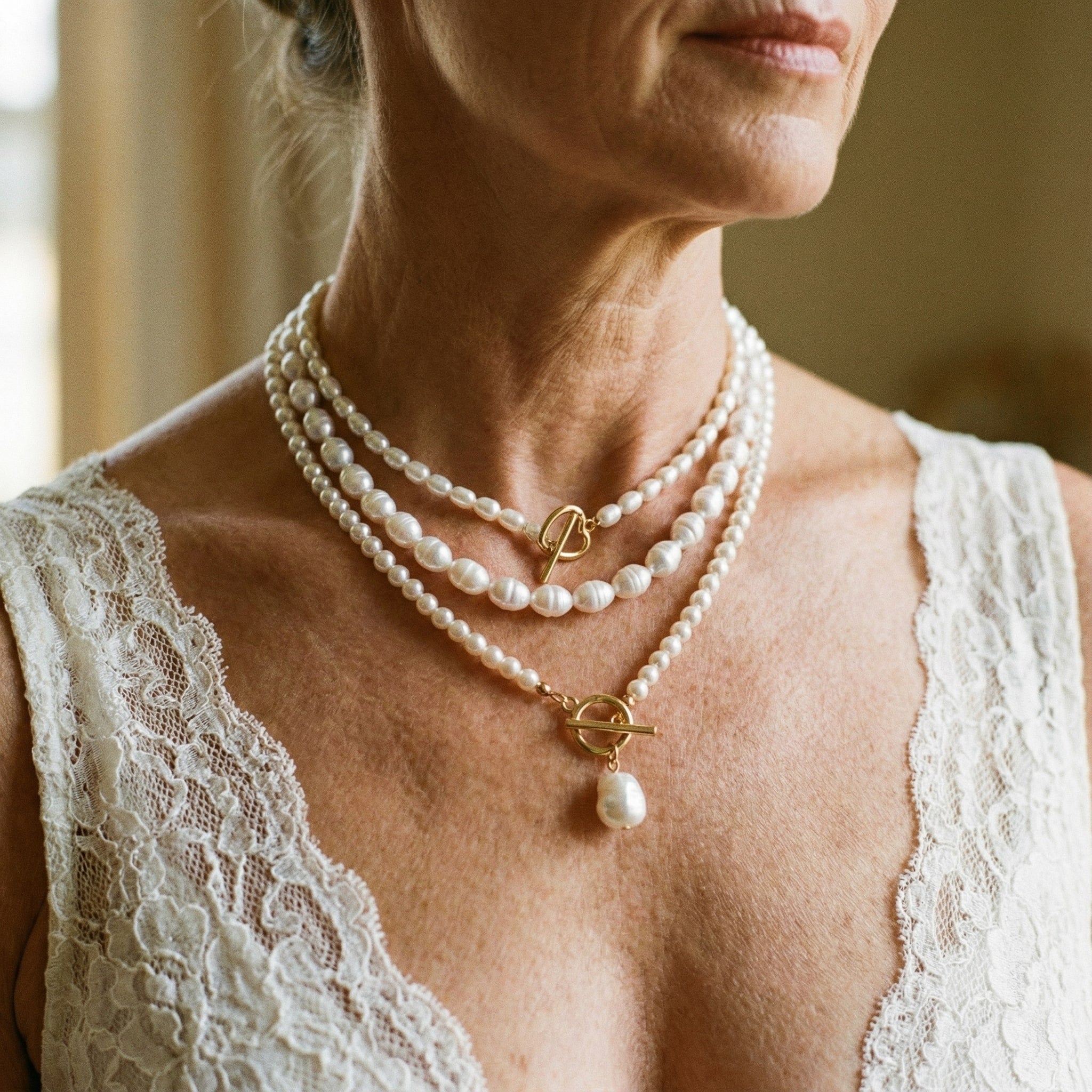 Elegante collar de perlas