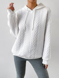 Sudadera de Punto Trenzado Cómoda para Mujer con Capucha de Cordón, Manga Larga y Estilo Oversize Relajado