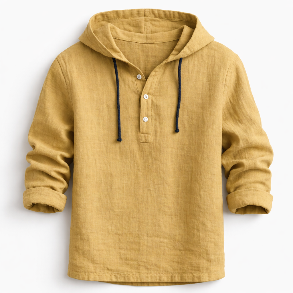 Camisa De Lino Con Capucha Para Hombre Casual
