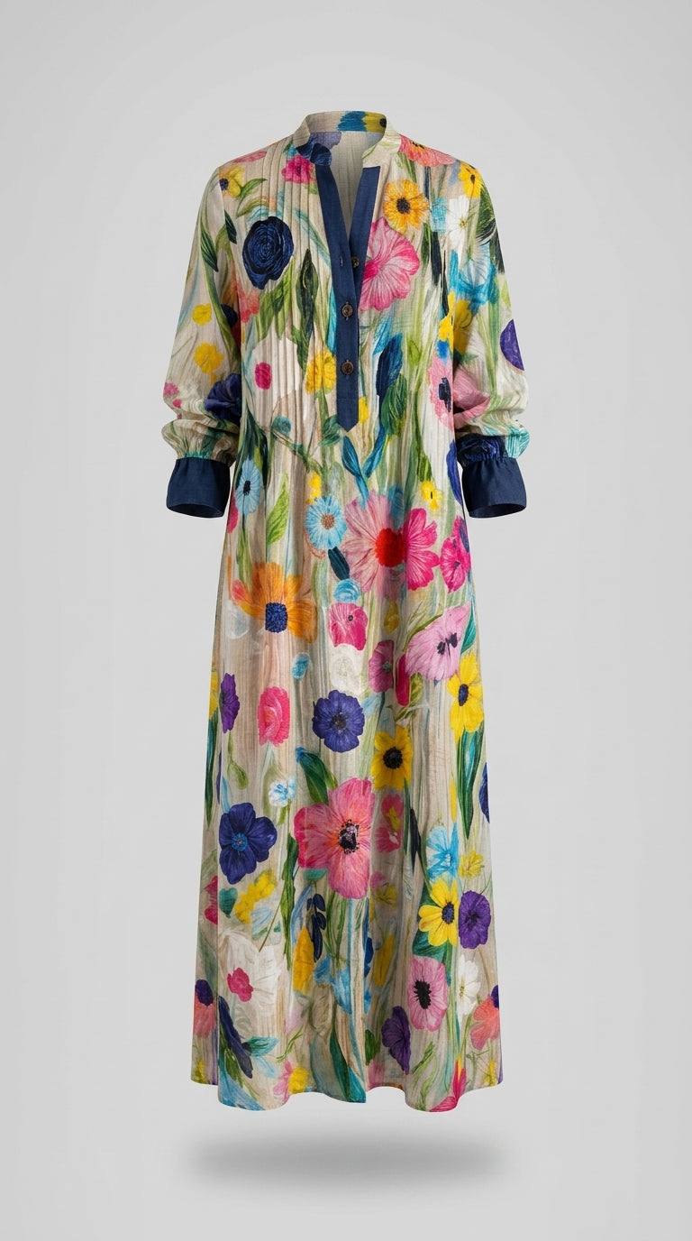 Vestido Boho Primavera Verano De Algodón Y Viscosa