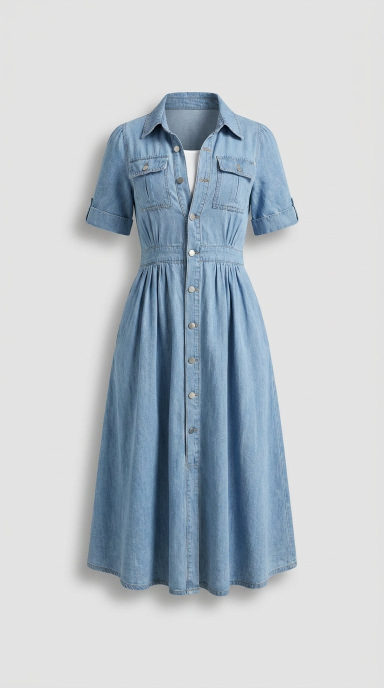 Vestido Vaquero Casual Para Mujer – Corte Cómodo