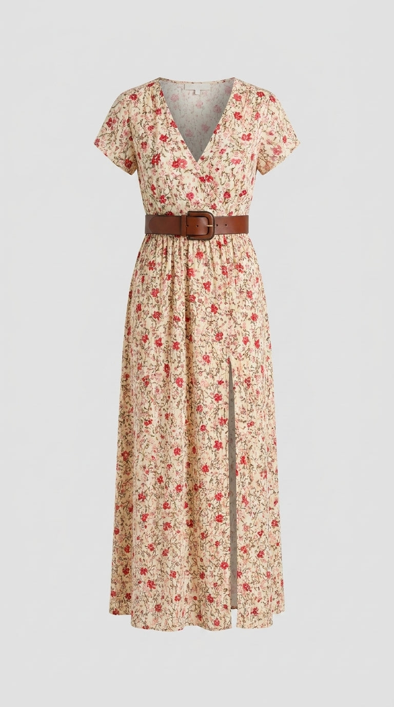 Vestido Boho Largo y Vaporoso con Cinturón Ajustable