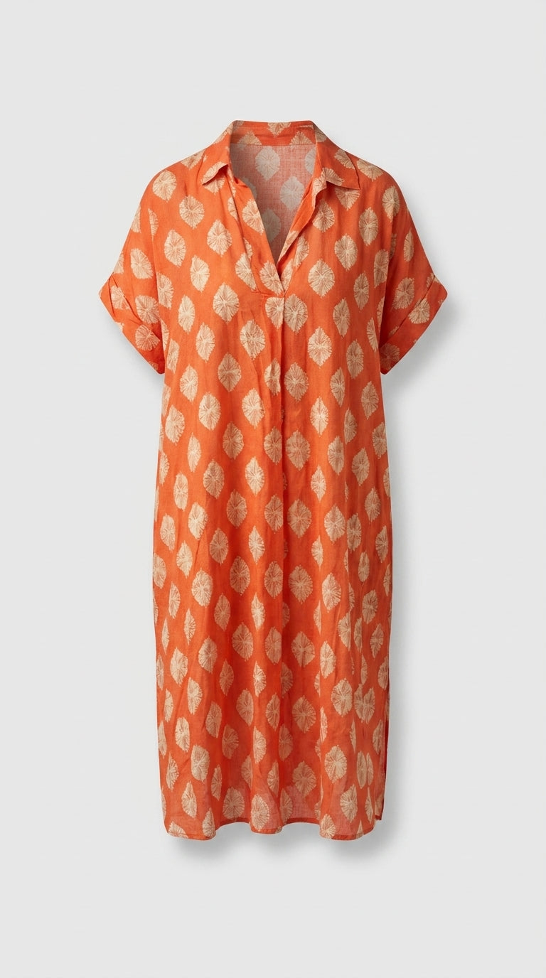 Vestido Midi Holgado de Primavera con Cuello Solapa