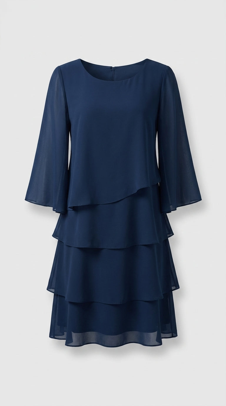 Vestido Largo Mujer con Volantes y Escote Cuadrado