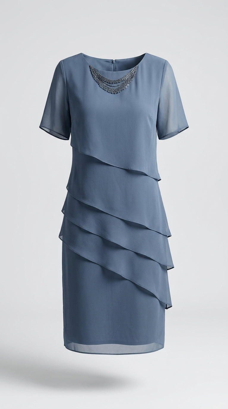 Vestido Midi De Fiesta Con Capas Fluido Y Elegante