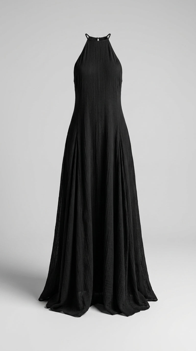 Vestido Maxi Sin Mangas De Lino Estilo Minimalista