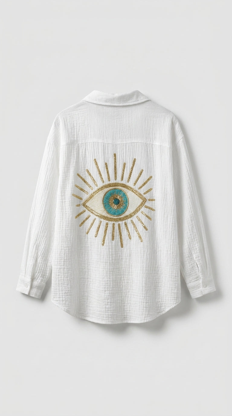 Blusa Casual Estilo Ibiza con Detalle Bordado en Espalda