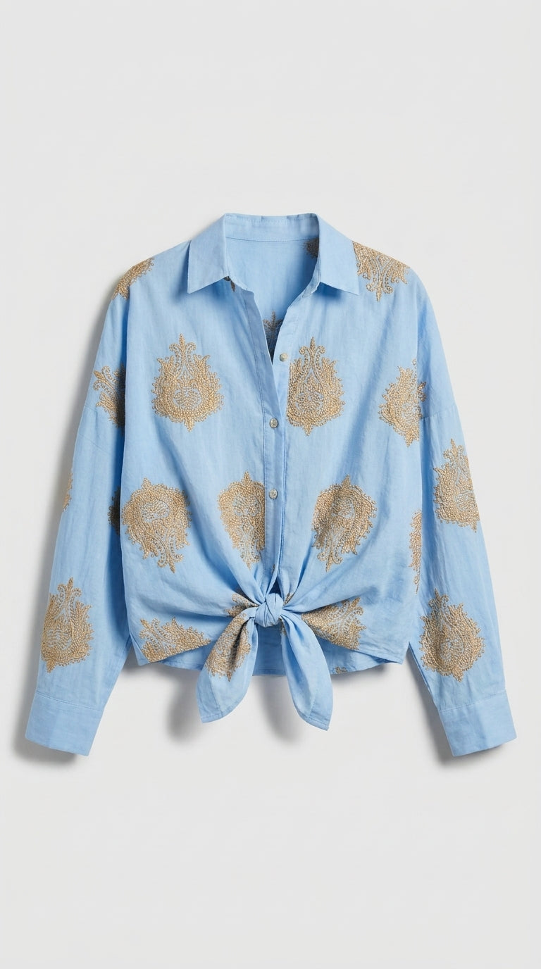 Blusa Bordada de Corte Holgado – Estilo Fresco y Ligero