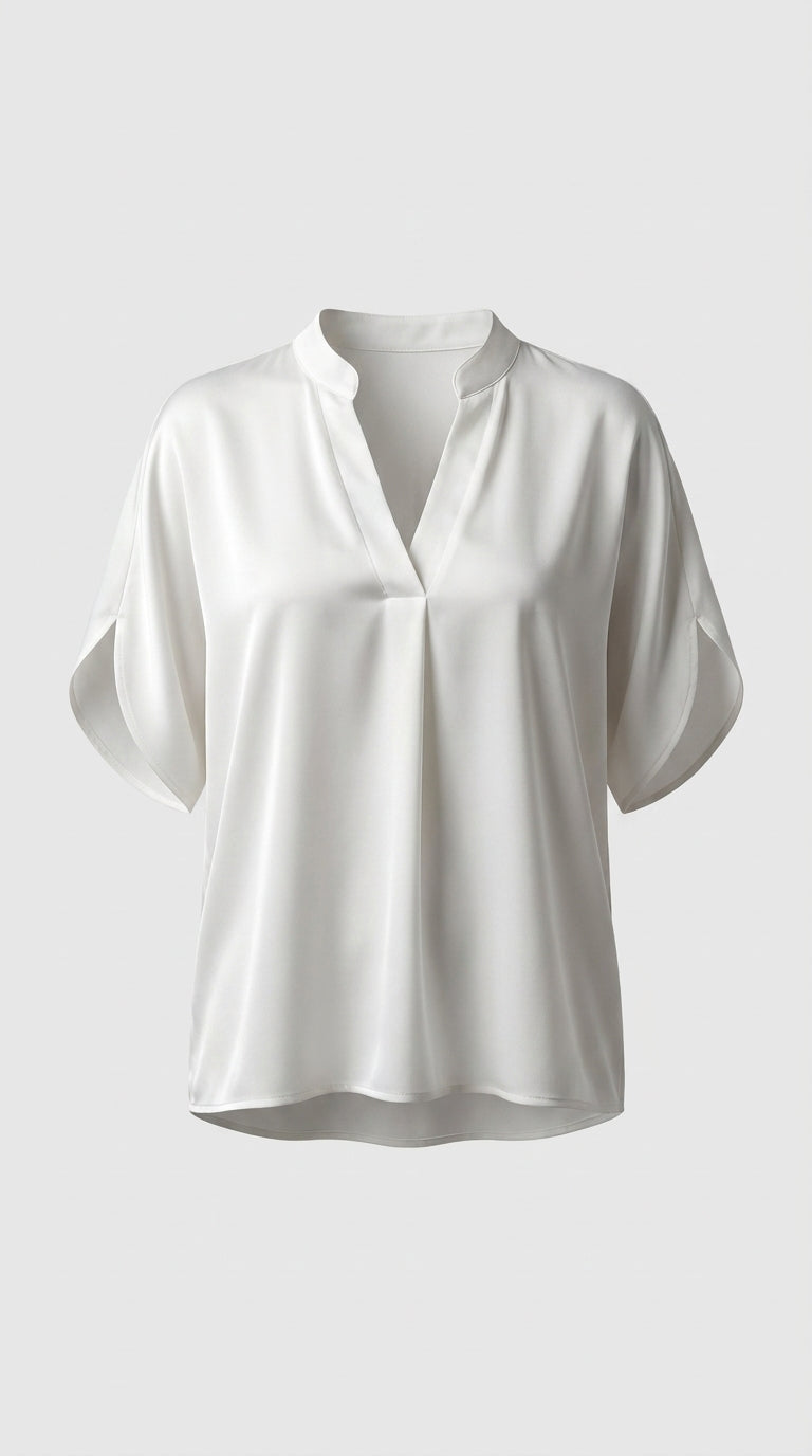 Blusa Veraniega Elegante con Cuello en V Suelto