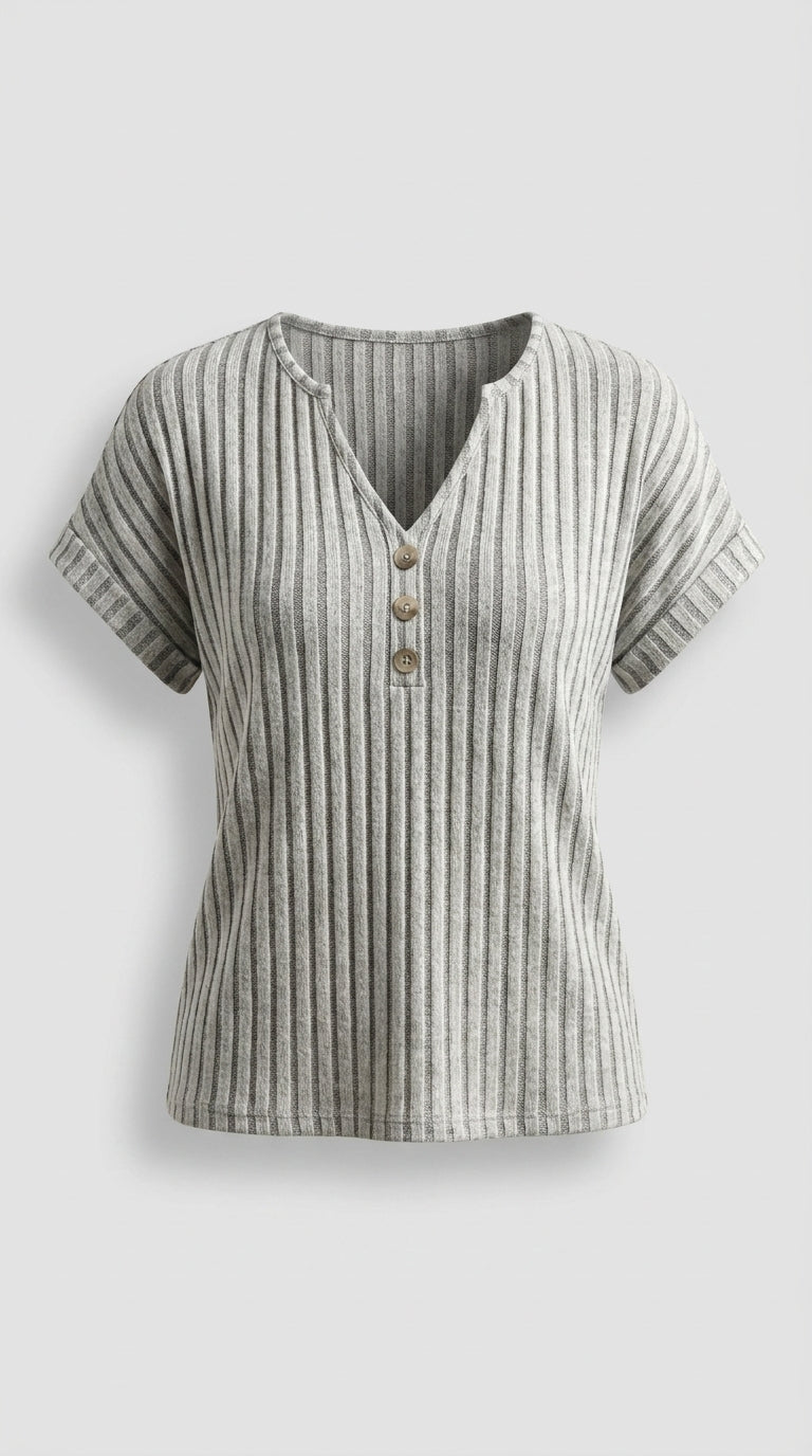 Blusa De Punto Con Escote En V De Ajuste Cómodo
