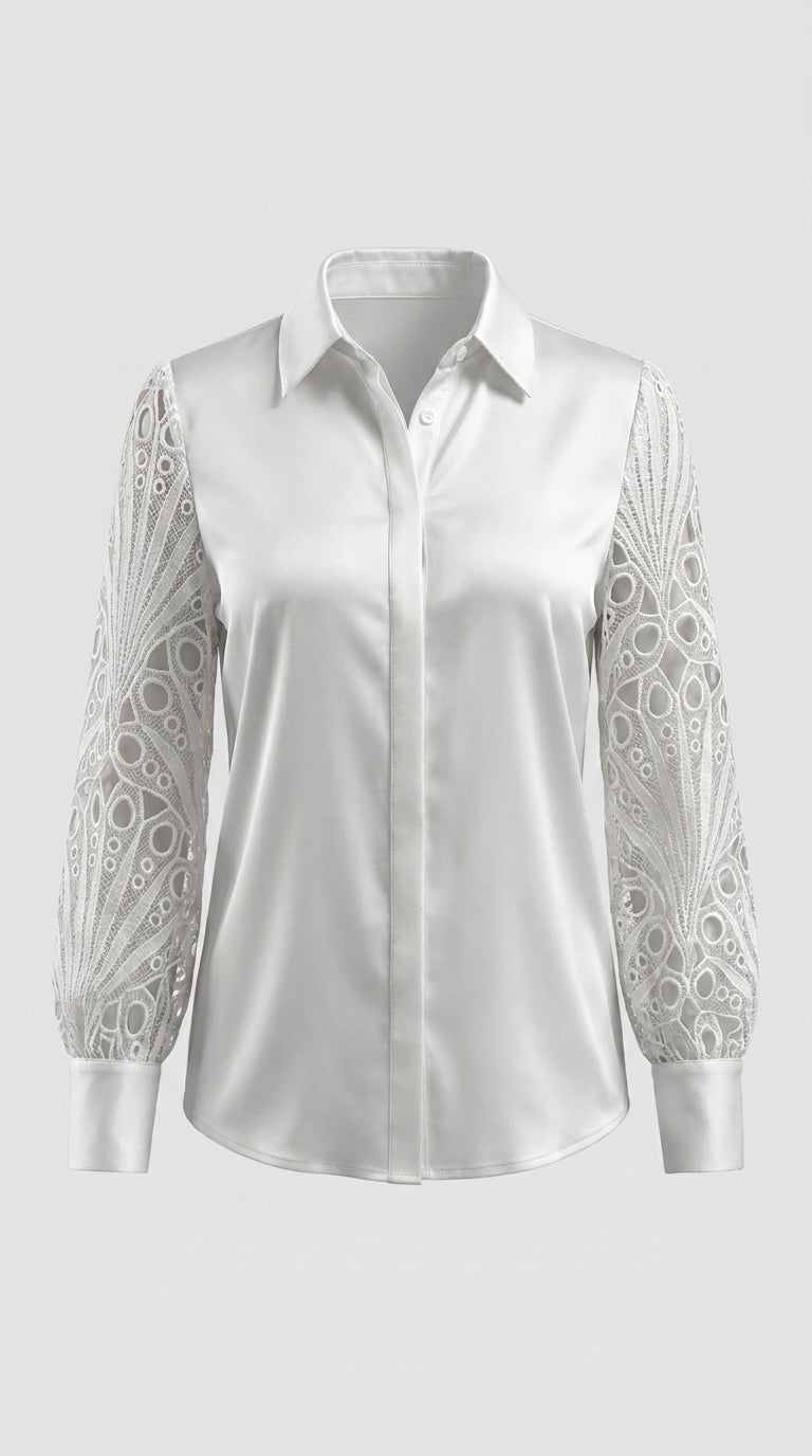 Blusa De Mujer Con Cuello Elegante Y Corte Fluido