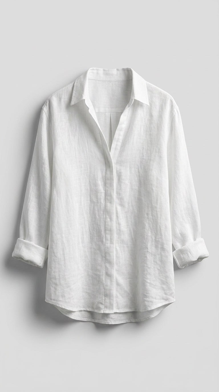Blusa Holgada con Cuello en V y Mangas Ajustables