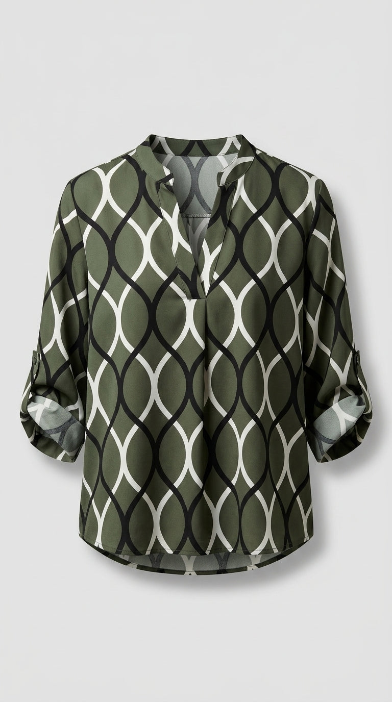 Blusa Mujer Estampado Geométrico Corte Holgado
