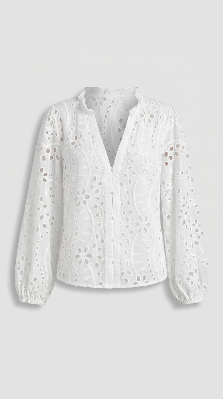Blusa Bordada de Mujer con Encaje Delicado