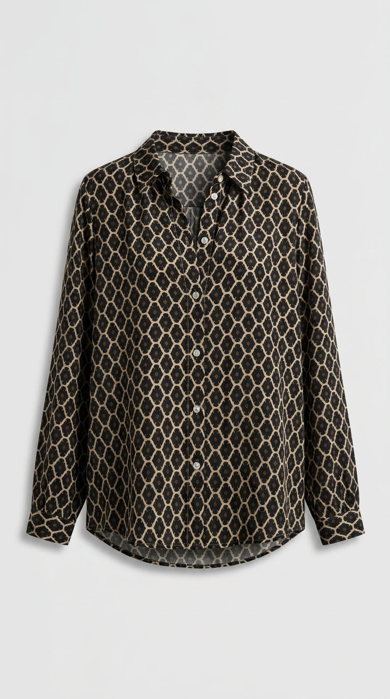 Blusa Geométrica Mujer De Corte Holgado Elegante