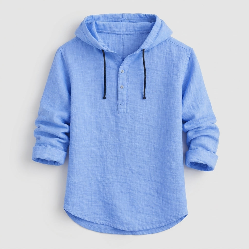 Camisa De Lino Con Capucha Para Hombre Casual