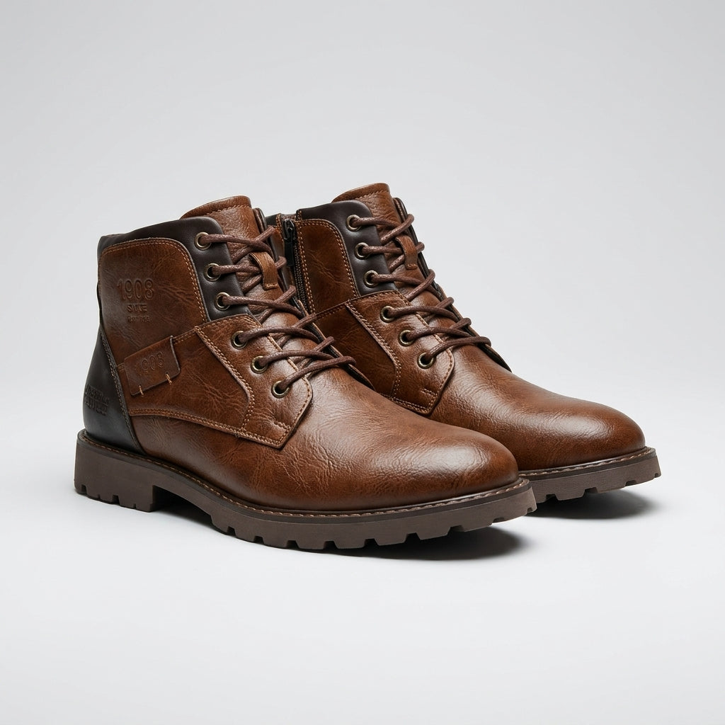 Botas De Piel Casual Para Hombre Con Ajuste Estructurado