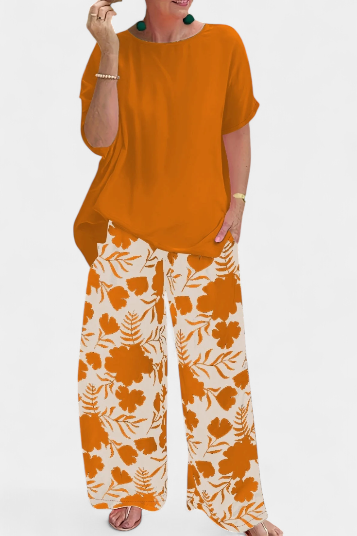 Aivy - Conjunto floral de dos piezas de aire informal