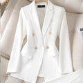 Conjunto elegante de blazer de sastrería para mujer con cuello de solapa, manga larga, pantalón de pierna ancha y diseño de dos piezas
