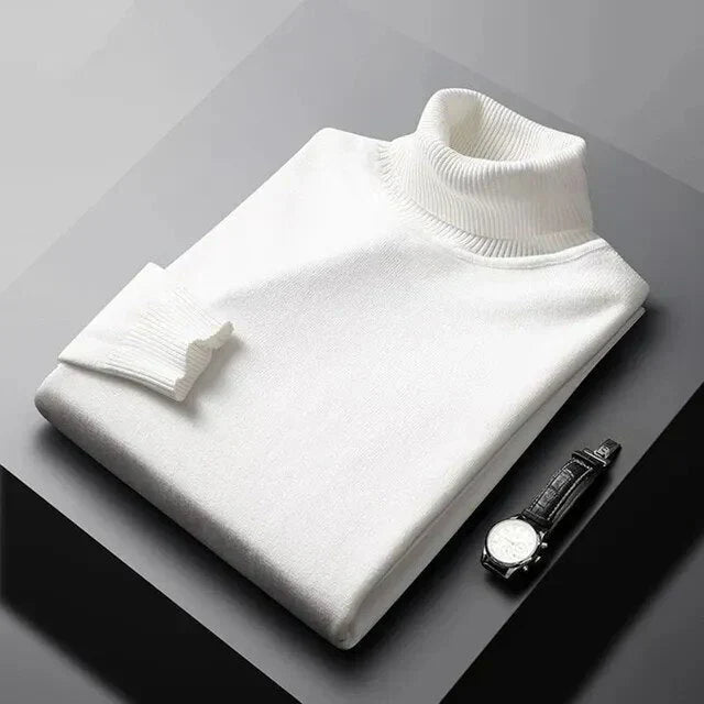 Jersey De Cuello Alto Hombre 100% Cachemira Elegante