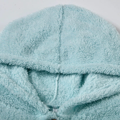 Sudadera de Forro Polar Borreguito Cómoda para Mujer con Capucha, Manga Larga, Botones Delanteros y Estilo Oversize Relajado
