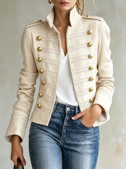 Alba | Chaqueta vaquera de estilo militar con botones dorados
