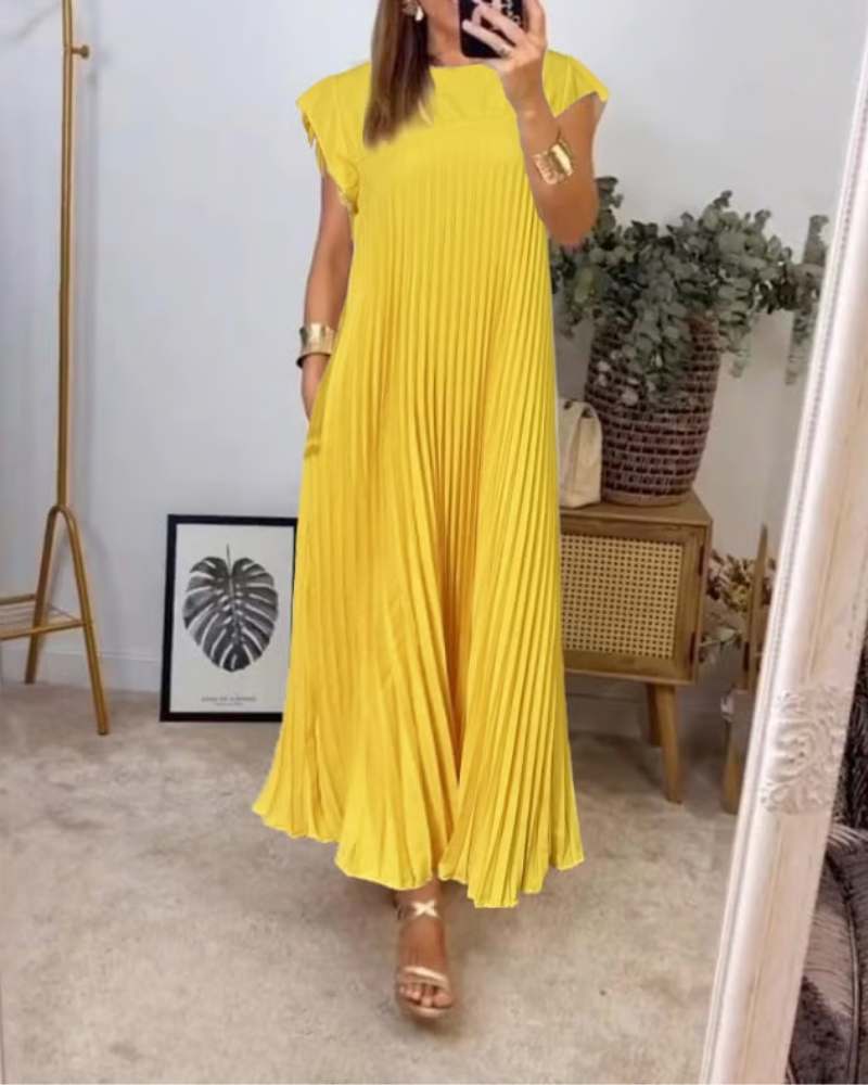 Vestido Largo Plisado Casual de Verano para Mujer