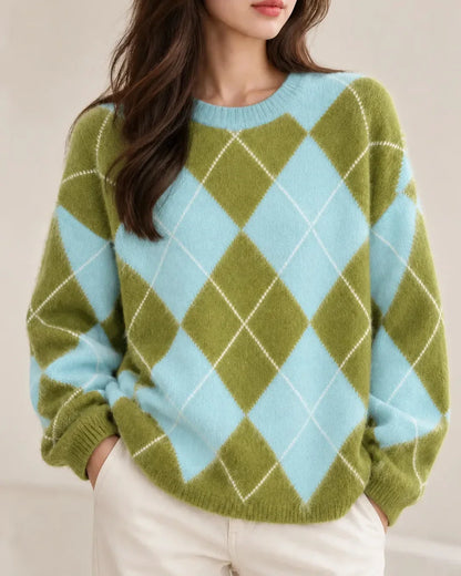 Pilar | Jersey de rombos de lana, cachemir y seda