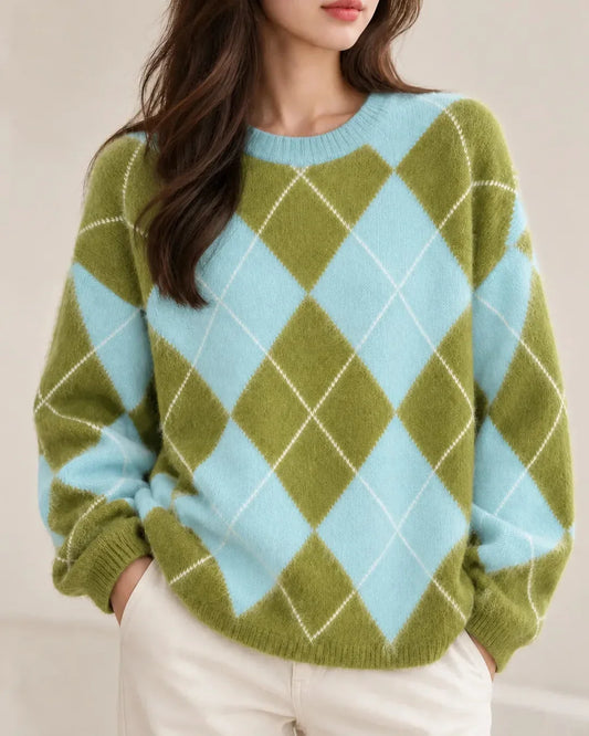 Pilar | Jersey de rombos de lana, cachemir y seda